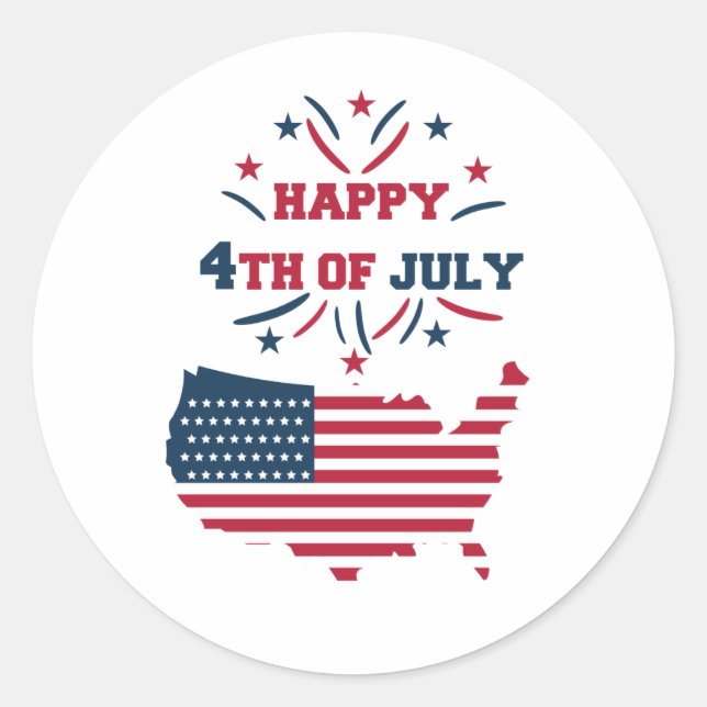 Sticker Rond 4 juillet feux d'artifice USA Rouge Blanc Bleu (Devant)