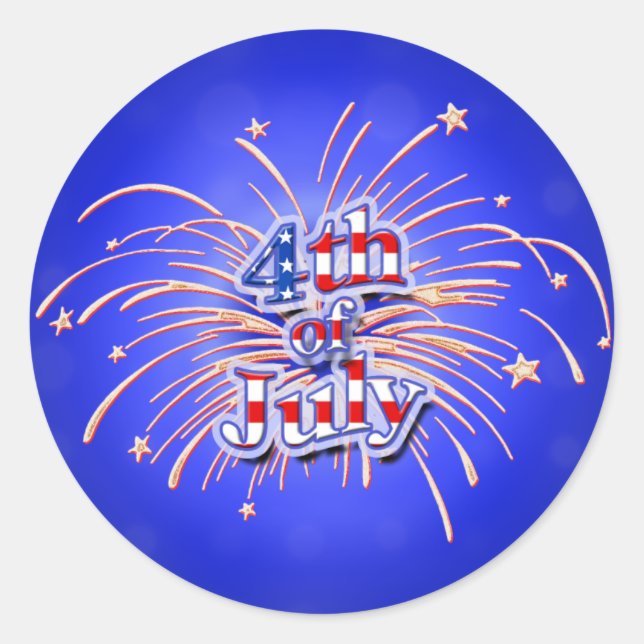 Sticker rond 4 juillet Fireworks (Devant)