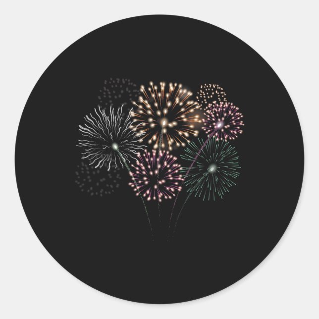 Sticker Rond 4 juillet Grand Finale Feu d'artifice Rouge Blanc (Devant)