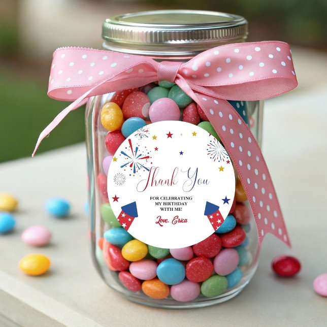 Sticker Rond 4 juillet Indépendance Anniversaire Merci (Créateur téléchargé)