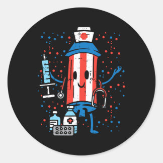 Sticker Rond 4 juillet Infirmière Pirate Funny America Scruter