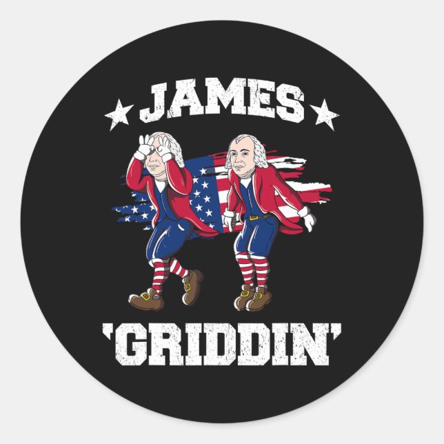 Sticker Rond 4 juillet James Madison Griddy James Griddin (Devant)