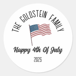 Sticker Rond 4 juillet Jour de l'Indépendance Nom personnalisé