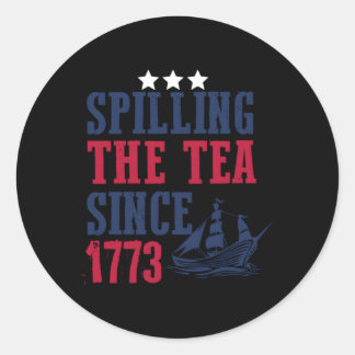Sticker Rond 4 juillet Le Thé 1773 Histoire Américaine
