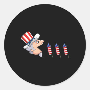 Sticker Rond 4 juillet Oncle Sam American Fireworks Fun Boys