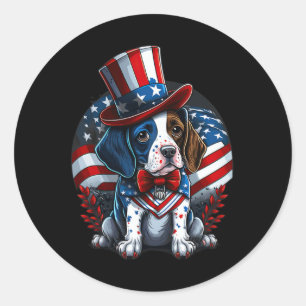 Sticker Rond 4 juillet Patriotique Anglais Pointer Drapeau Nous