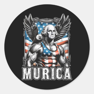 Sticker Rond 4 juillet Patriotique Funny George Washington juil