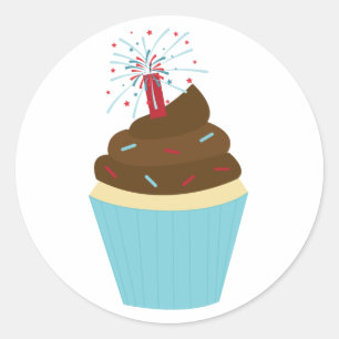 Sticker Rond 4 juillet petit gâteau de partie