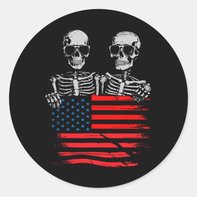 Sticker Rond 4 juillet Pour Les Femmes Hommes Drapeau Américain (Devant)