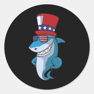 Sticker Rond 4 juillet Requin Pour Enfants