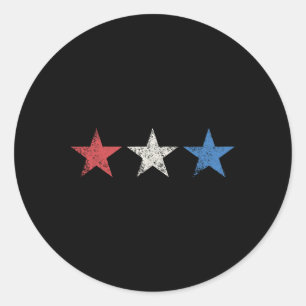 Sticker Rond 4 juillet Rouge Blanc Bleu Étoiles mignonnes Usa P