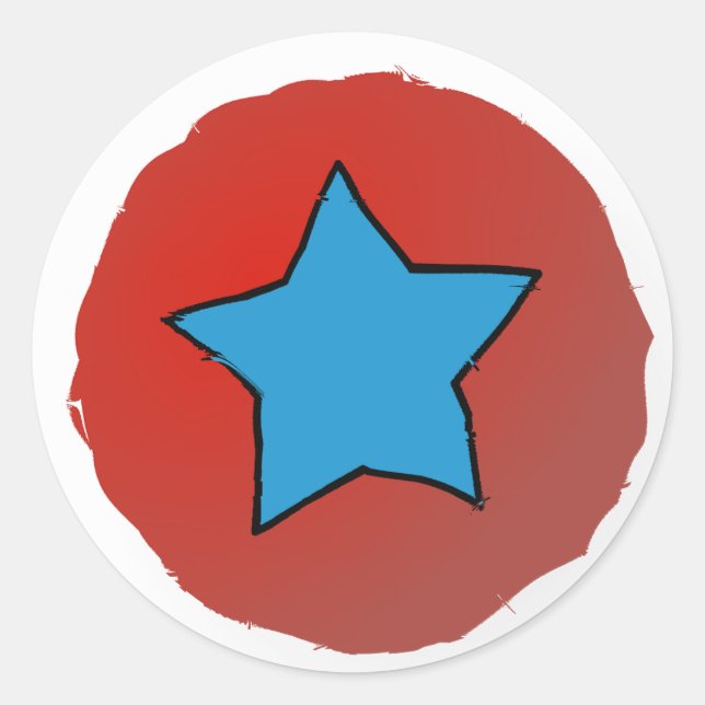 Sticker Rond 4 juillet rouge et bleu déprimé (Devant)