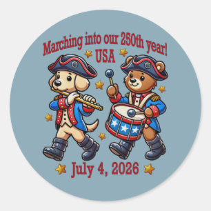 Sticker Rond 4 juillet USA 250e anniversaire Semiquincentenaire