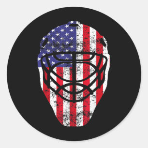 Sticker Rond 4 juillet Vintage Hockey Goalie Mask American Fl