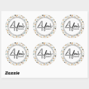 Sticker Rond 4 Mois Jalon bébé Giraffes et ballons