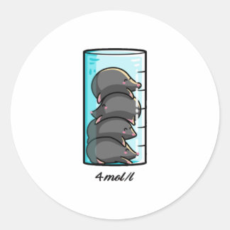 Sticker Rond 4 Moles par litre Chimie Science Plaisanterie