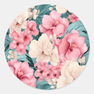Sticker Rond #4 Motif floral