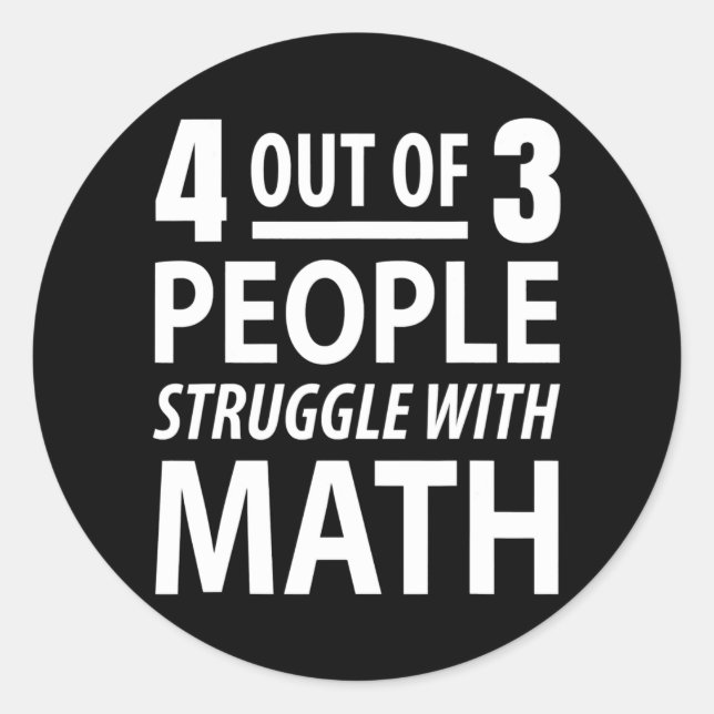Sticker Rond 4 Personnes Sur 3 Luttent Avec Les Maths (Devant)