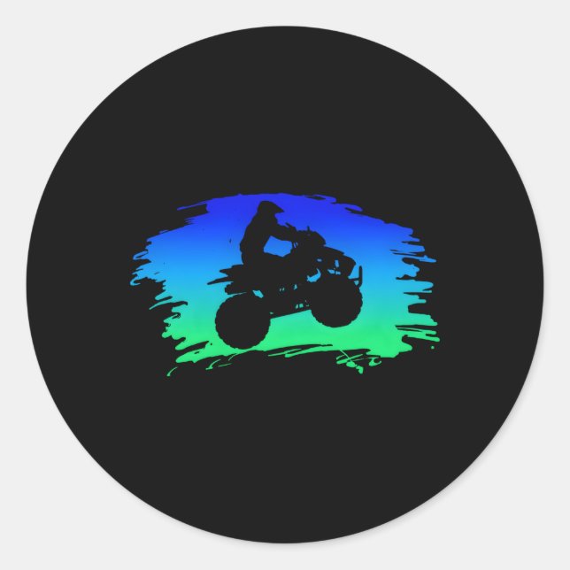 Sticker Rond 4 Roulettes Quad Vélo Atv équitation (Devant)