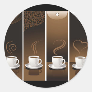 Sticker Rond 4 tasses de café