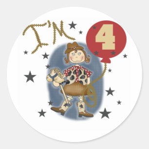 Sticker Rond 4e Cowgirl Tshirts et cadeaux d'anniversaire