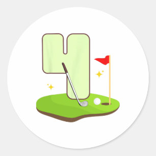 Sticker Rond 4e Golf Anniversaire Golfeur 4 ans Parti Anniversa