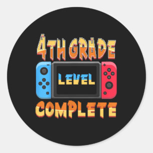 Sticker Rond 4e Niveau Terminé Dernier jour de l'école Gradua