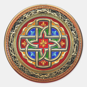 Sticker Rond [500] Croix celtique [or+Émail]