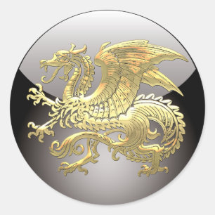 Sticker Rond [500] Dragon islandais, Landvæ ttir [Or]