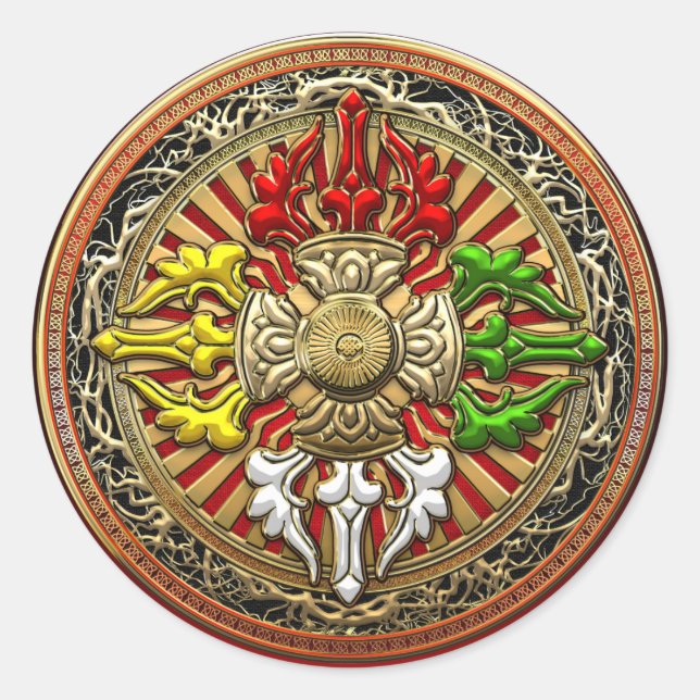 Sticker Rond [500] Tibétain Double Dorje Mandala (Devant)