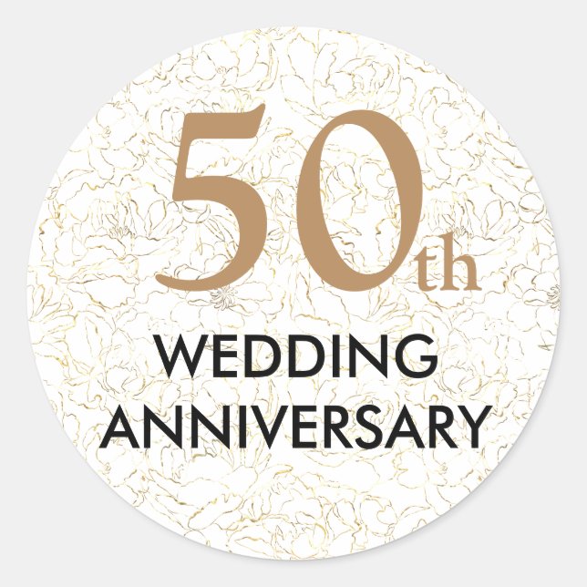 Sticker Rond 50 ans épousant ensemble la fête d'anniversaire (Devant)