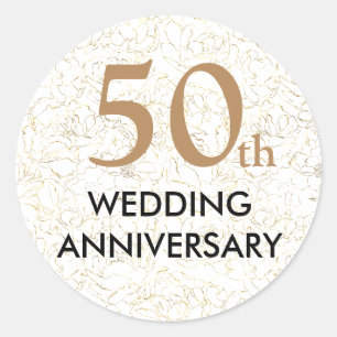 Sticker Rond 50 ans épousant ensemble la fête d'anniversaire
