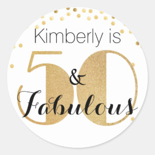 Sticker Rond 50 ans et Fabuleux Fête d'anniversaire personnalis