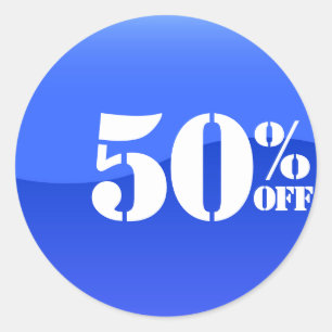 Sticker Rond 50 % Cinquante pour cent de réduction Vente