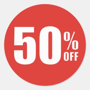 Sticker Rond 50% cinquante pour cent OUTRE d'autocollant de