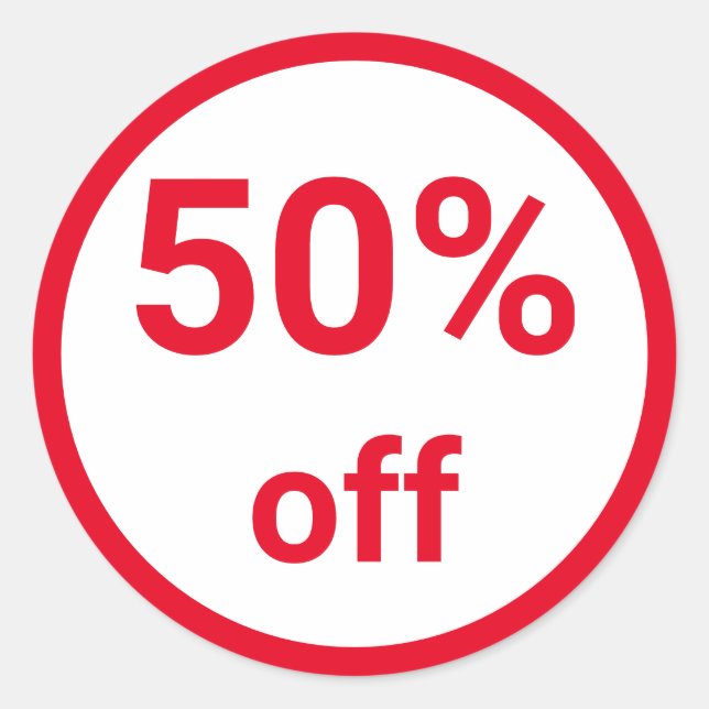 Sticker Rond 50% de réduction Bicket de vente rouge vif (Devant)