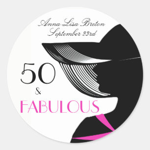 Sticker Rond 50 et anniversaire élégant d'art déco fabuleux