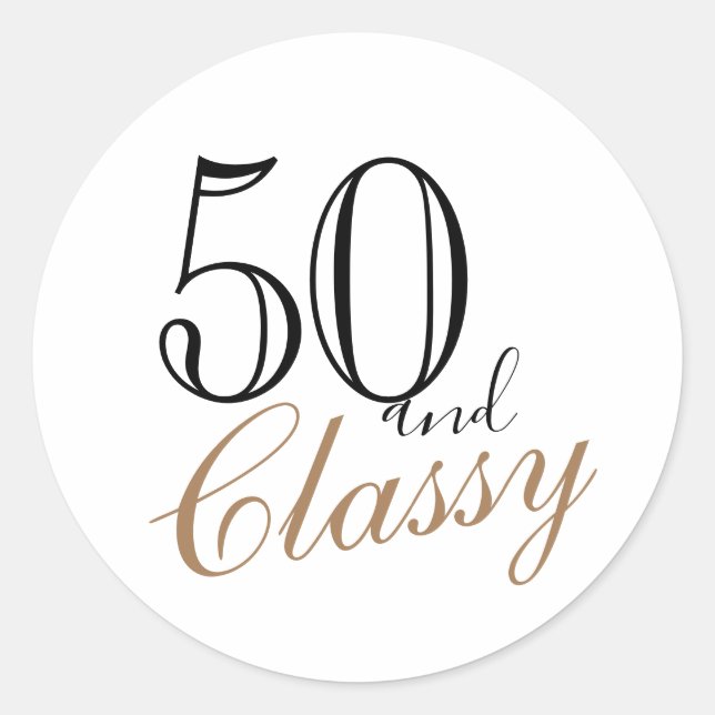 Sticker Rond 50 et classique moderne Elegant Woman Anniversaire (Devant)