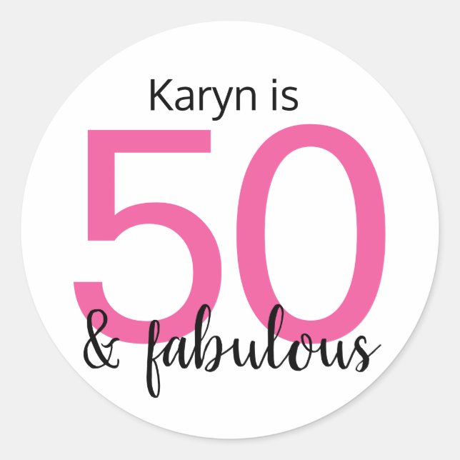 Sticker Rond 50 et fabuleuse fête du 50e anniversaire (Devant)