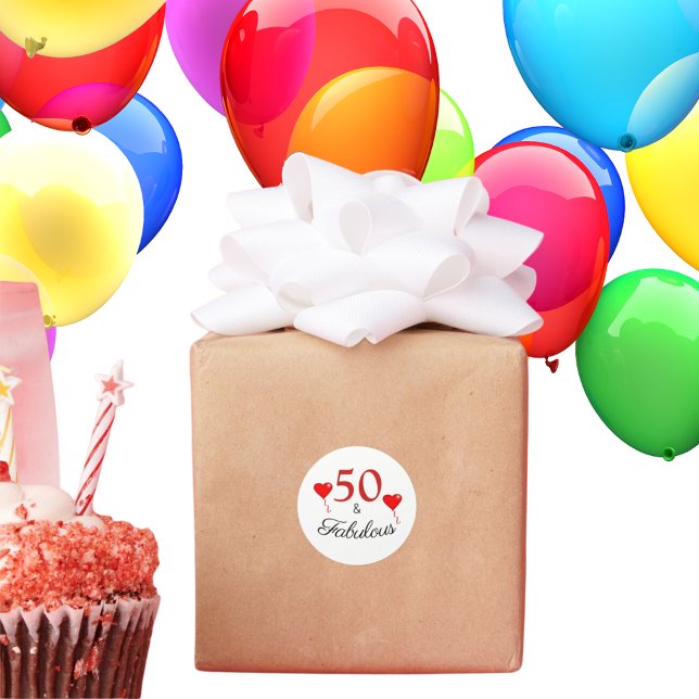 Sticker Rond 50 et fabuleuse typographie Rouge 50e anniversaire (Créateur téléchargé)