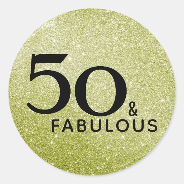 Sticker Rond 50 et fabuleux 50e anniversaire Gold Parties scint (Devant)