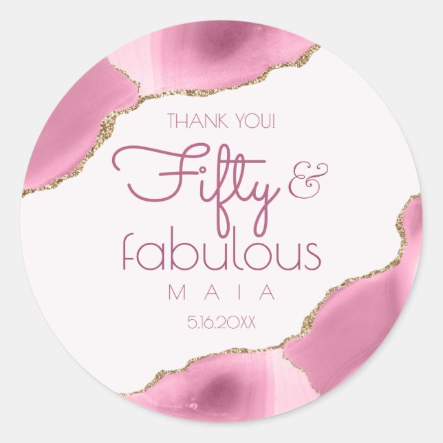 Sticker Rond 50 et fabuleux 50e anniversaire Merci (Devant)