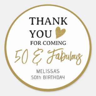 Sticker Rond 50 Et Fabuleux 50e anniversaire Merci Faveurs