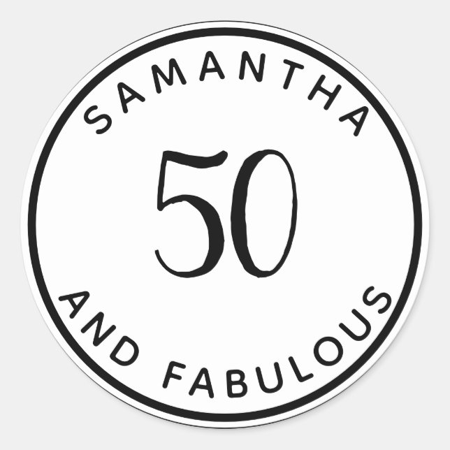 Sticker Rond 50 Et fabuleux 50e anniversaire moderne minimal (Devant)
