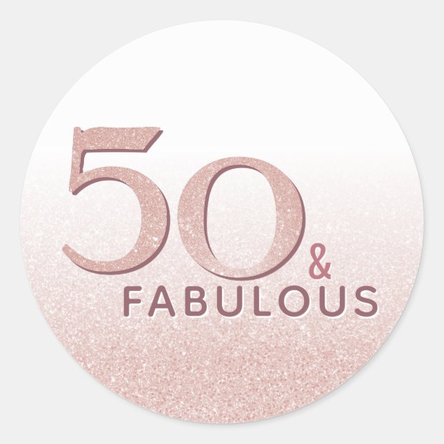 Sticker Rond 50 et fabuleux Anniversaire Rose Parties scintilla (Devant)