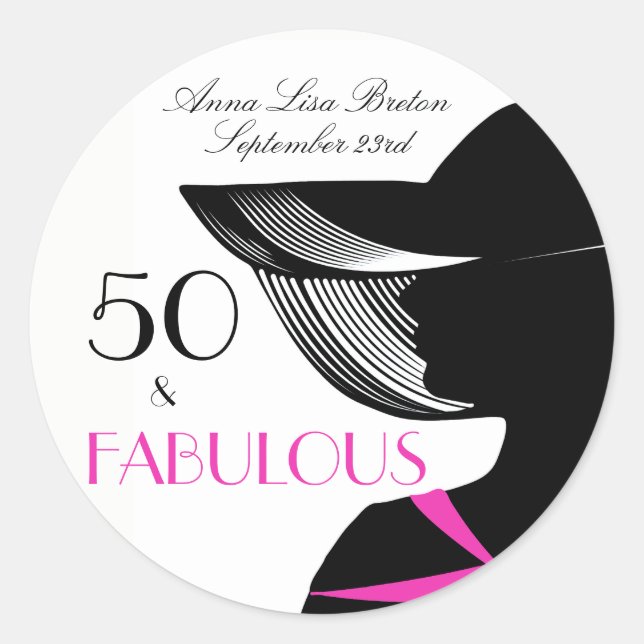 Sticker Rond 50 et fabuleux Art Déco Élégant 50e anniversaire (Devant)