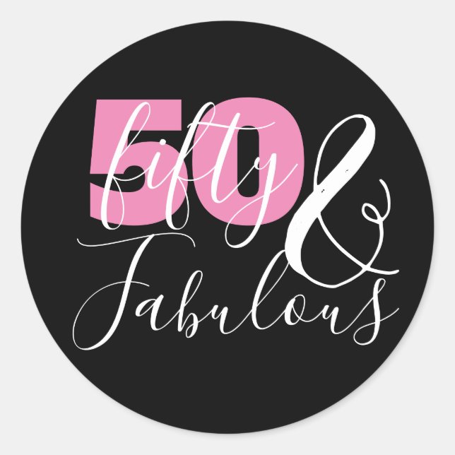 Sticker Rond 50 Et fabuleux Élégant 50ème Anniversaire (Devant)
