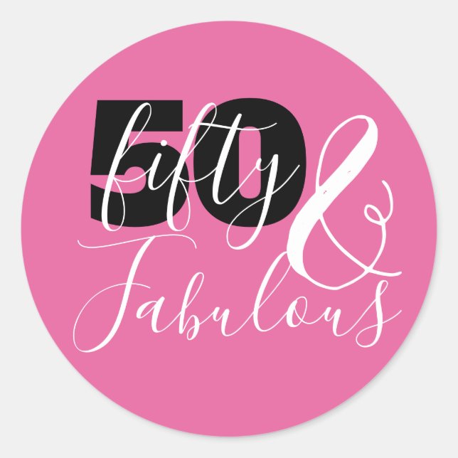 Sticker Rond 50 Et fabuleux Élégant 50ème Soirée d'Anniversaire (Devant)
