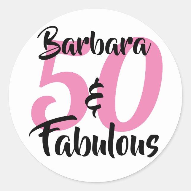 Sticker Rond 50 et fabuleux fête d'anniversaire personnalisée (Devant)