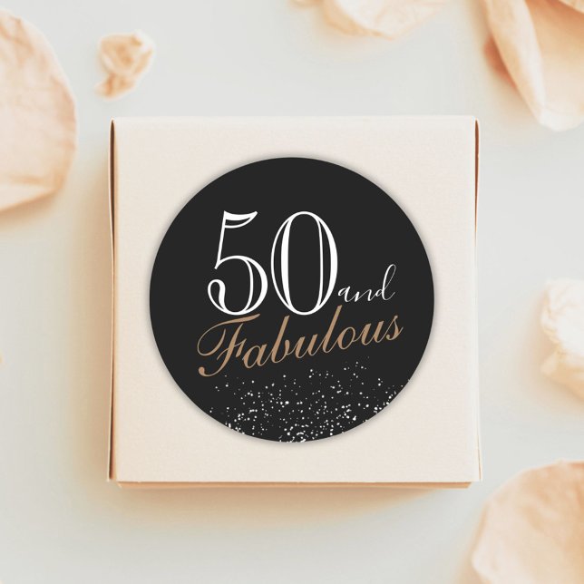 Sticker Rond 50 et fabuleux moderne Elegant Black Anniversaire (Créateur téléchargé)